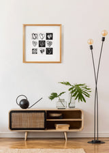 גריד לבבות שחור לבן