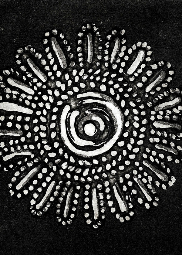 חרוז פרח נקודות שחור לבן